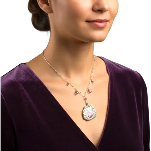 Broken China Hand-Painted Porcelain Fragonard Cameo w/ Sterling Silver Necklace - Picture 7 of 13